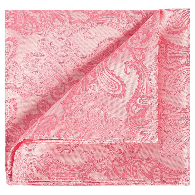 KissTies Mens Extra Long Tie Set: Rosy Pink Paisley Necktie + Hanky + Gift Box (63'' XL) - Image 5